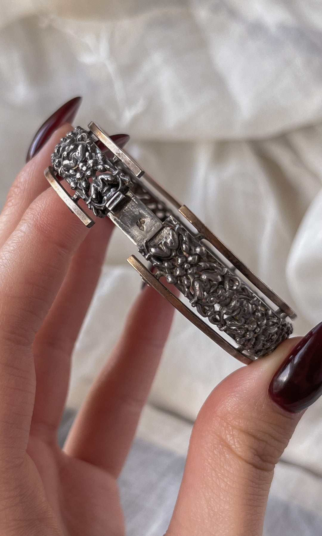 German Renaissance Revival Bangle in Sterling and 9ct Pink Gold