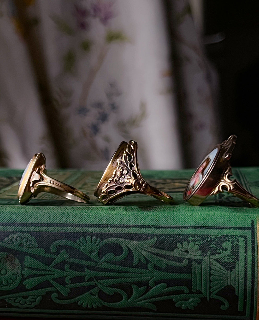 Enamel Portrait Ring of Young Girl Circa 1860