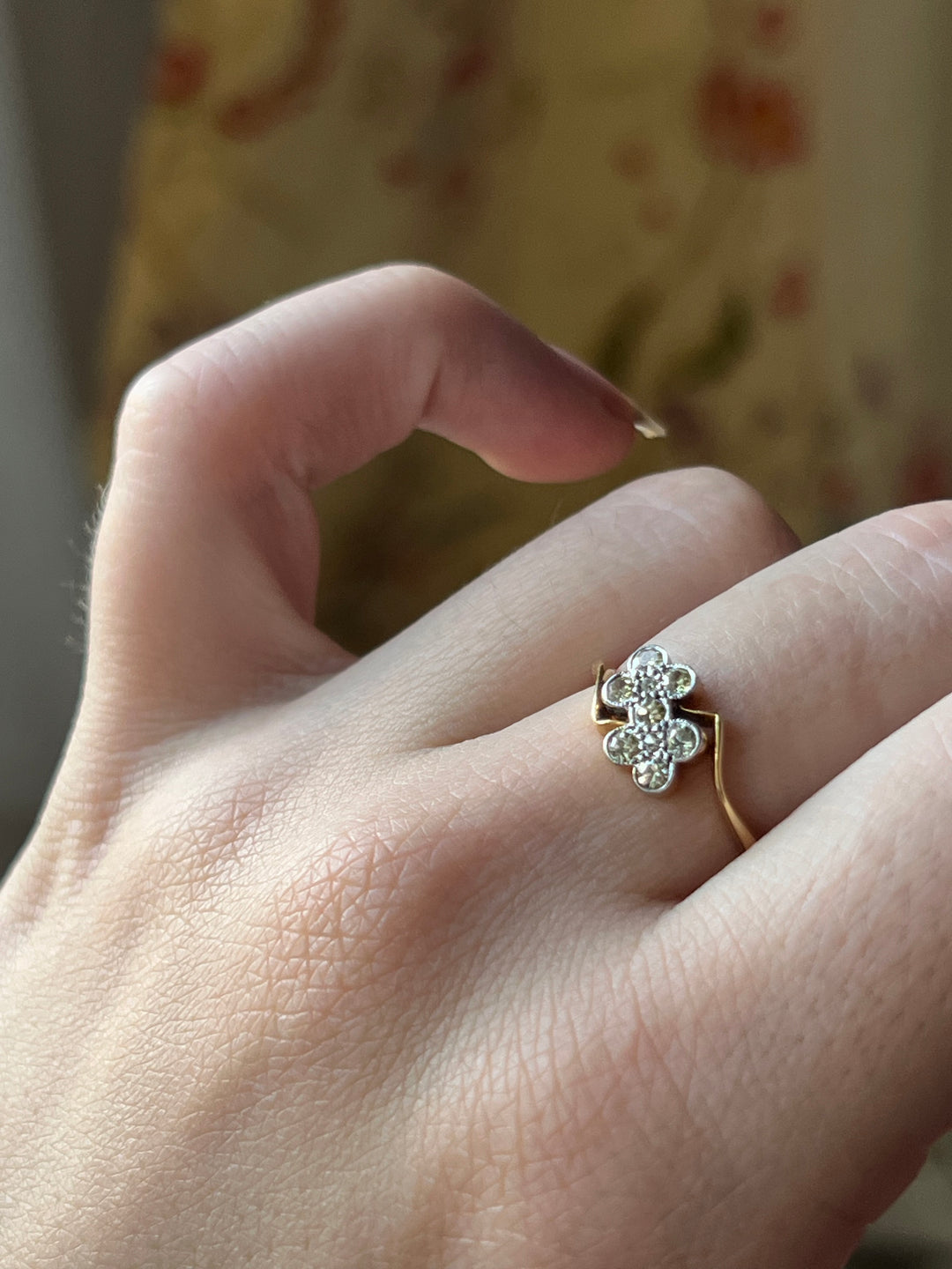 18ct and Platinum Yellow Diamond Clover Ring