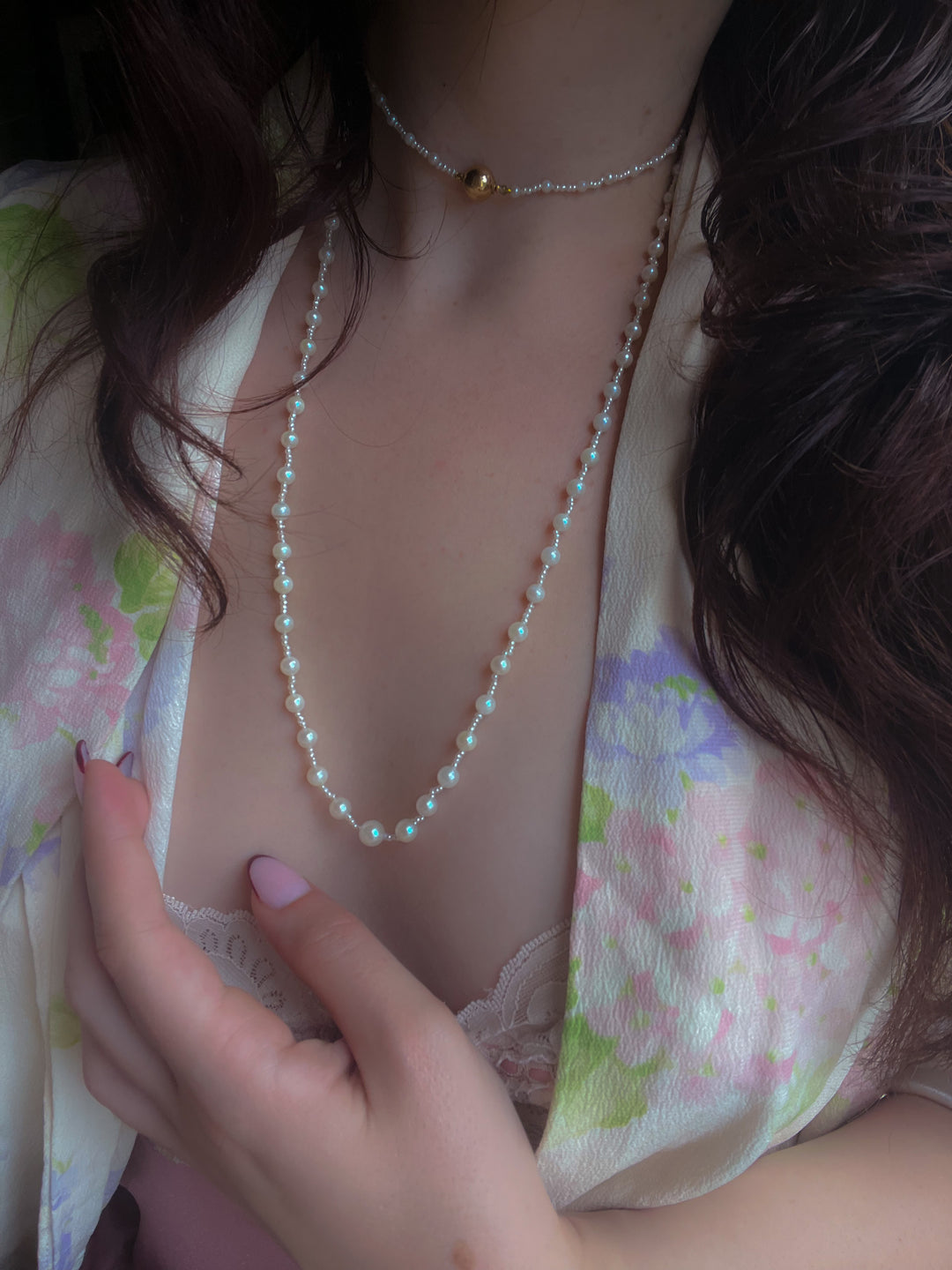 38” Pearl Long Guard Strand with Seed Pearl Spacing