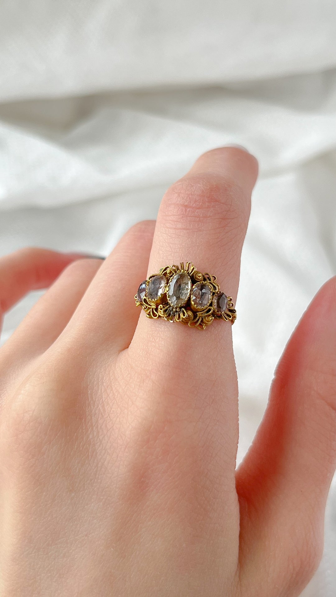 Gloriously Rare Georgian Amethyst Ring with Cannetille Work