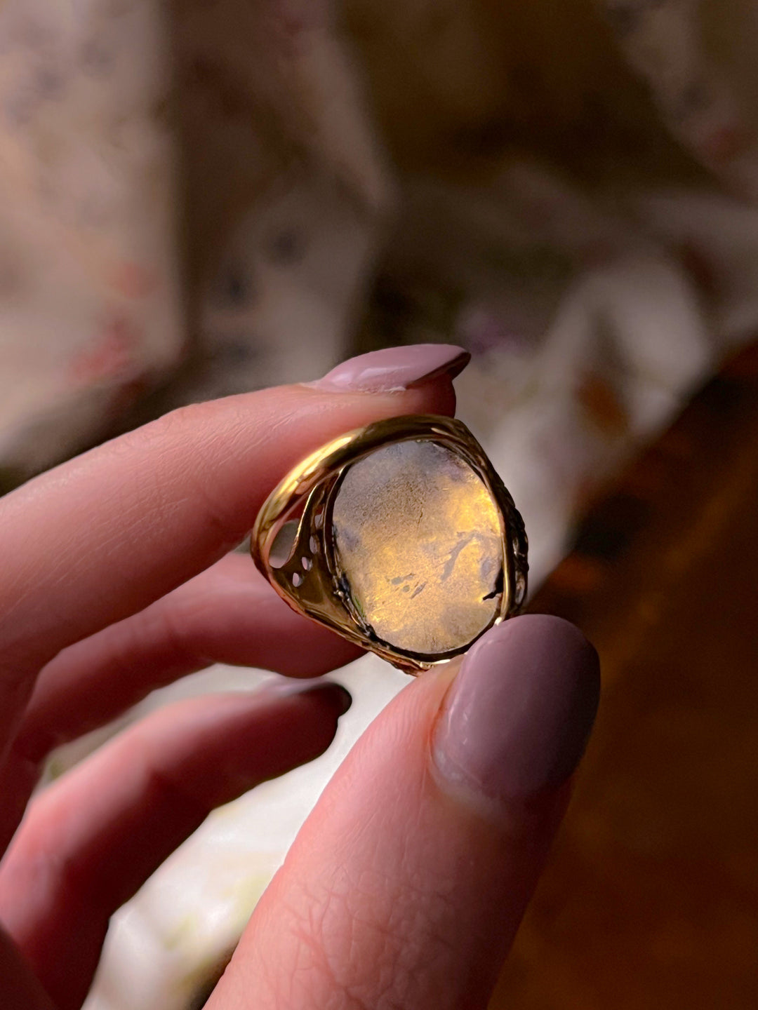 Enamel Portrait Ring of Young Girl Circa 1860