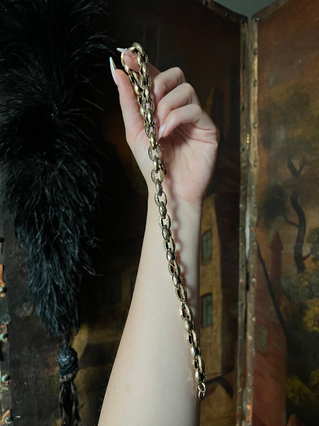 Archaeological Revival Faceted Link Chain C. 1870