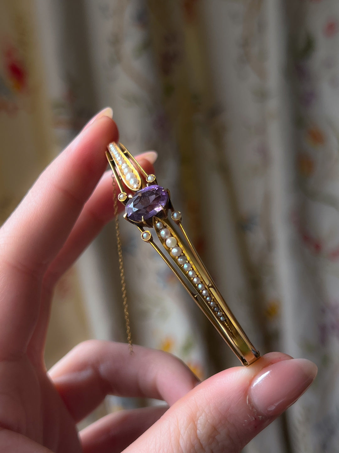 Belle Epoque 14K, Amethyst & Seed Pearl Bracelet