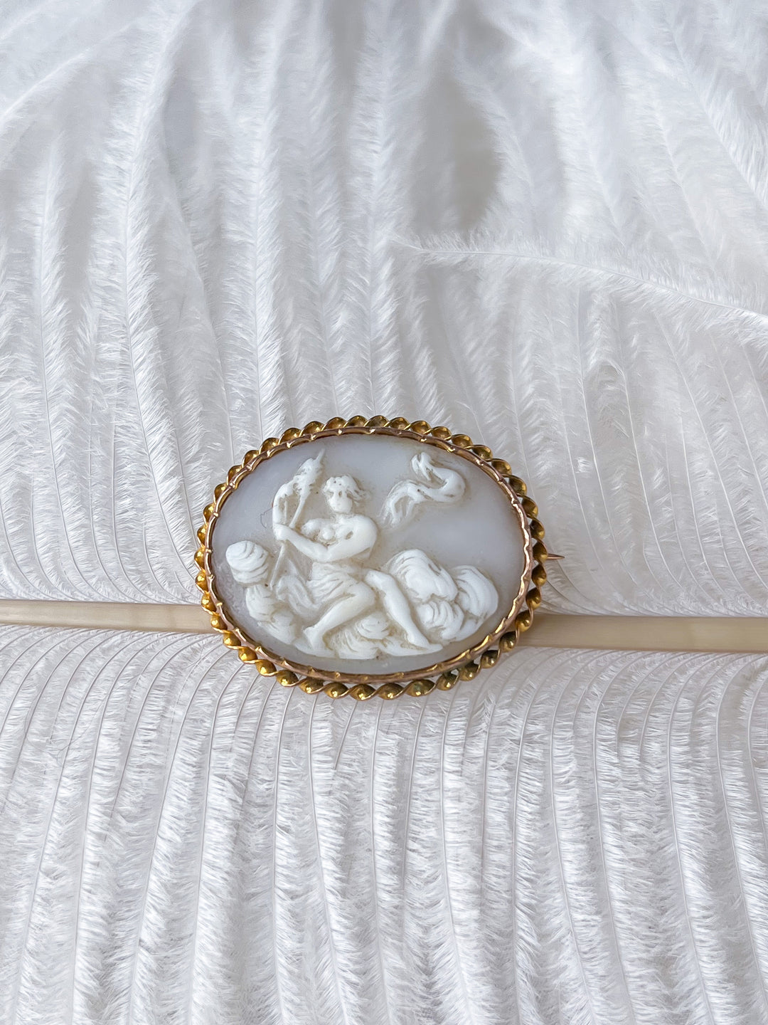 Captivating White Shell Cameo of Dawn Brooch