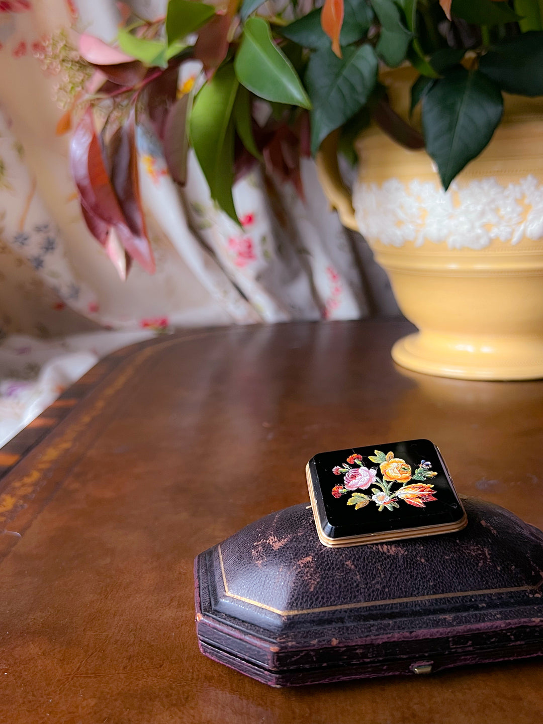 Outrageous Micromosaic and Onyx Brooch Circa 1880