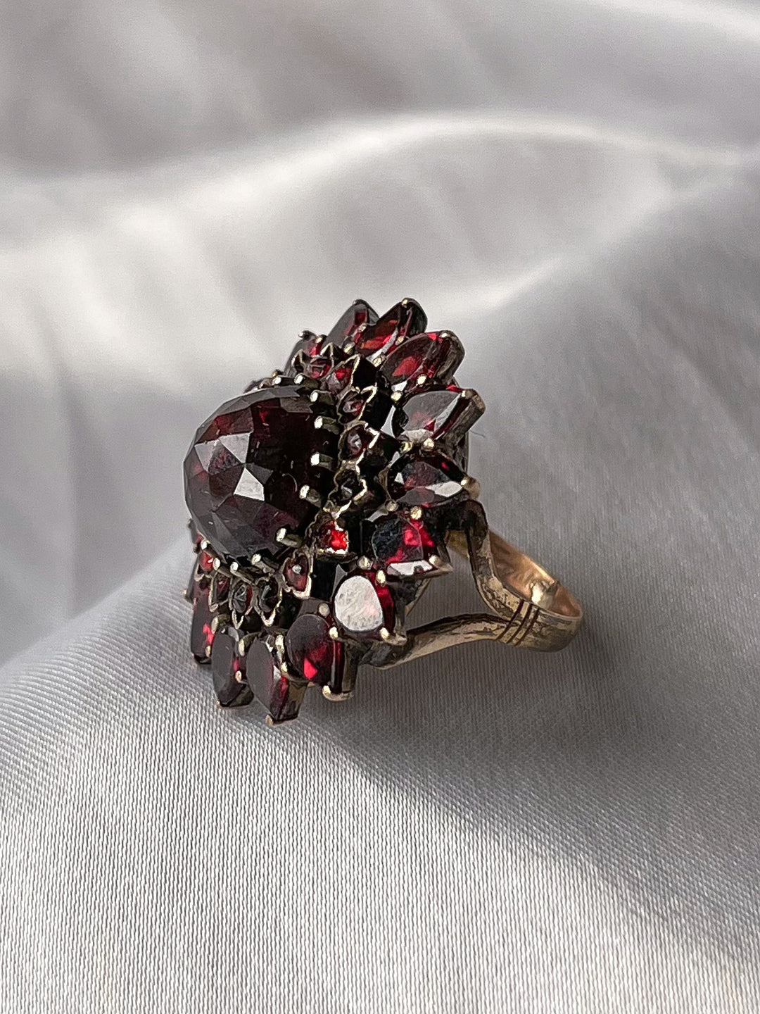 Vintage Double Garnet Halo Ring