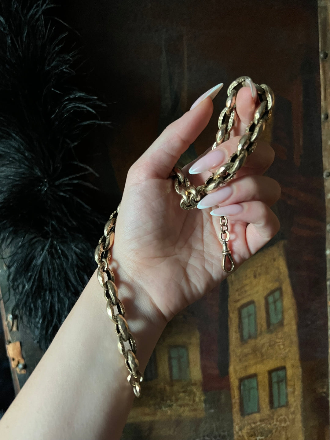 Archaeological Revival Faceted Link Chain C. 1870