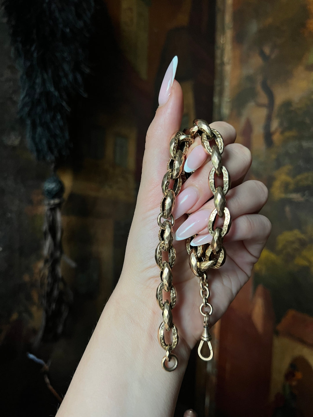 Archaeological Revival Faceted Link Chain C. 1870