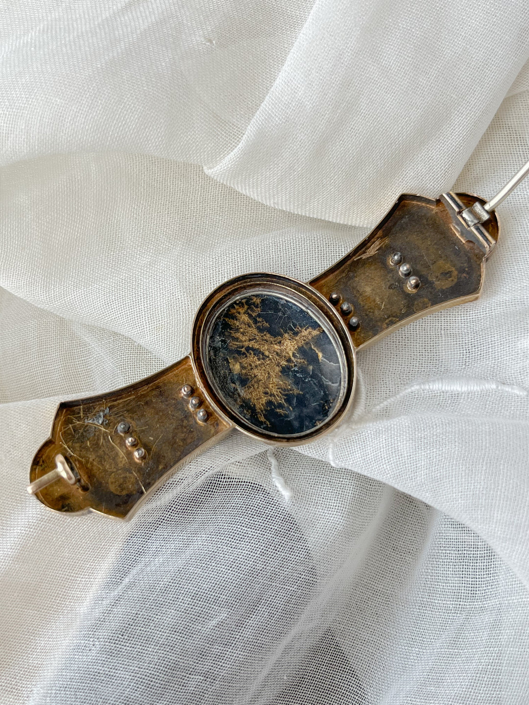 Black Gold In Quartz Brooch Circa 1860 American Gold Rush