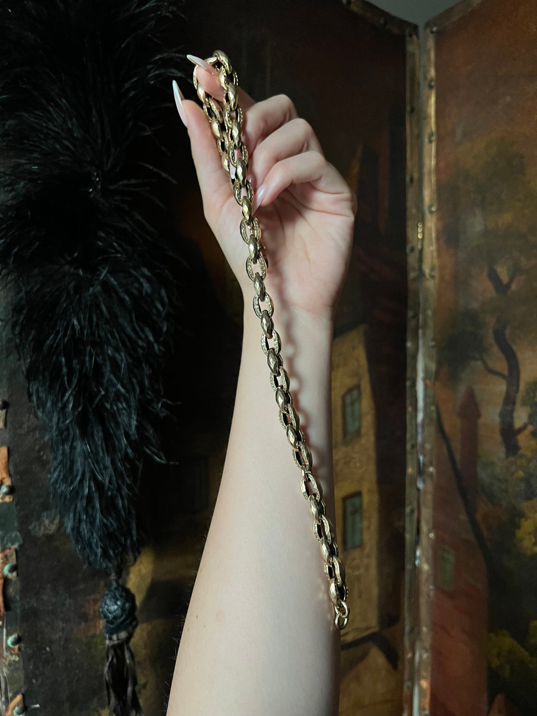Archaeological Revival Faceted Link Chain C. 1870
