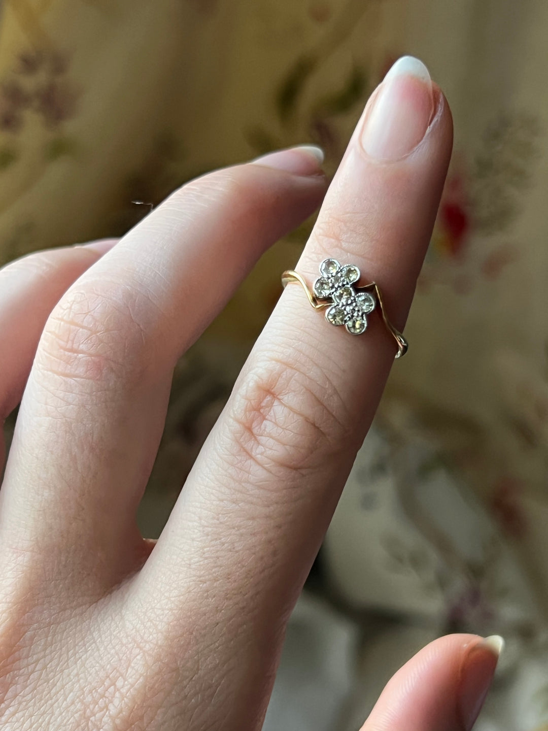 18ct and Platinum Yellow Diamond Clover Ring