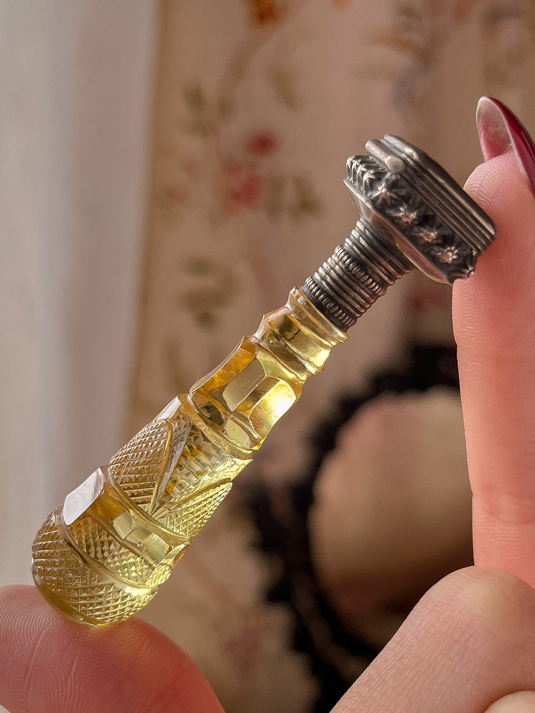 Outrageous English Seal Set with French Expressions and Carved Citrine Handle C. 1800