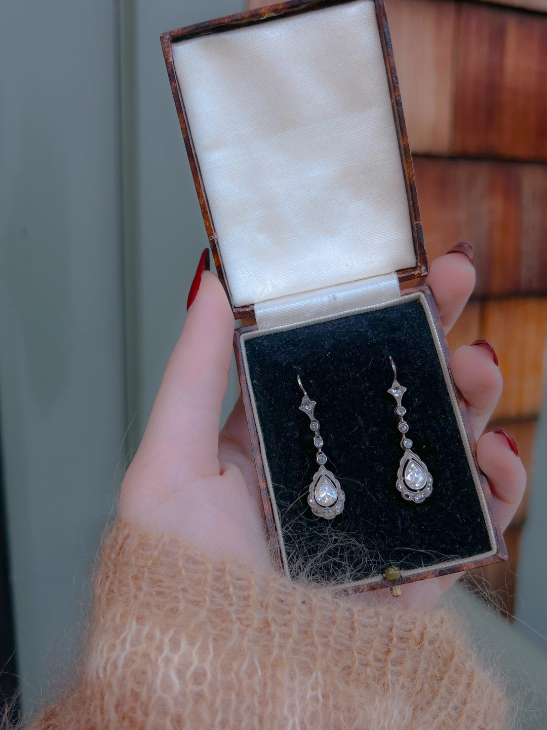 Remarkable Pair of Rose Cut Diamond Earrings