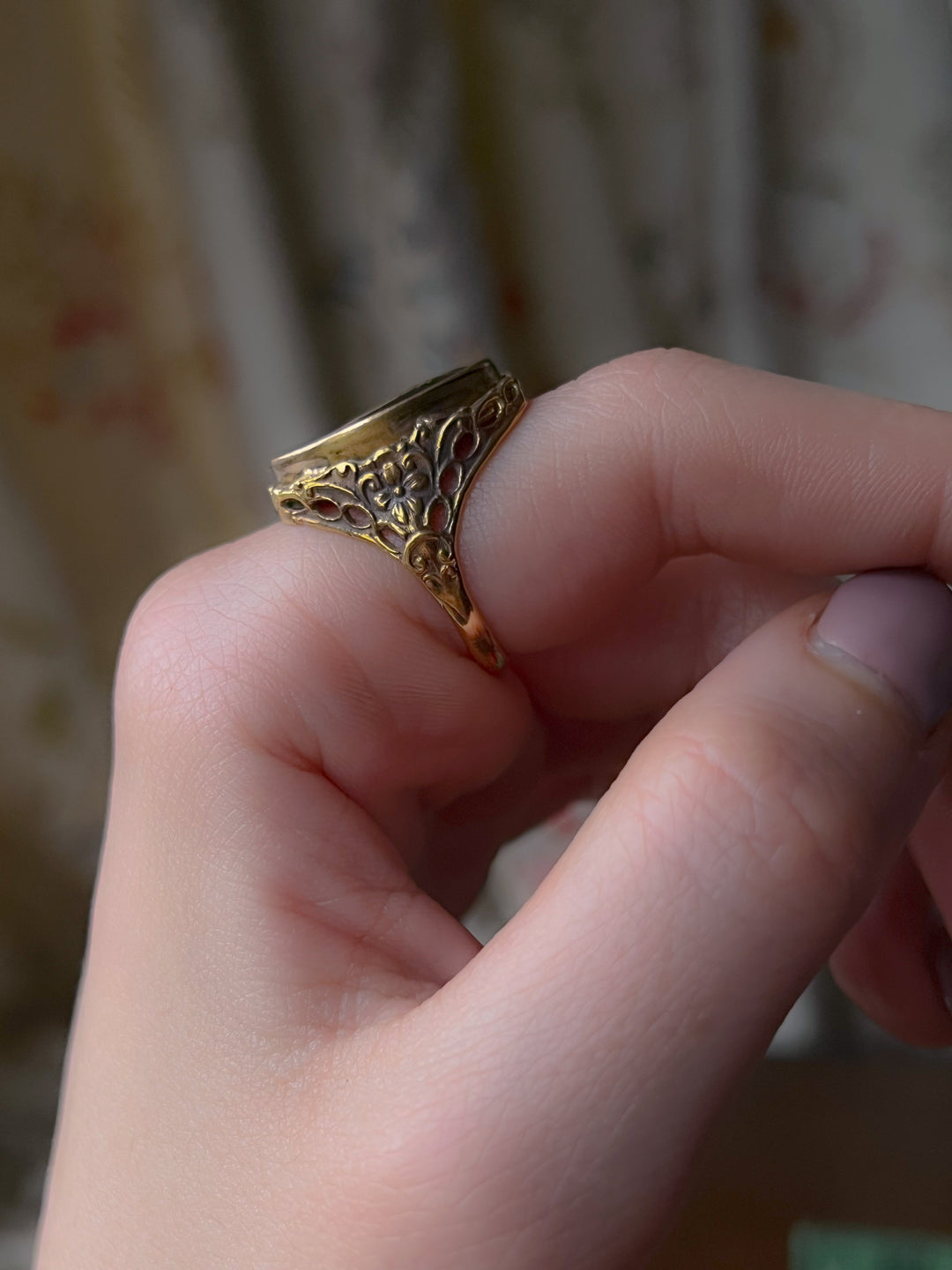 Enamel Portrait Ring of Young Girl Circa 1860