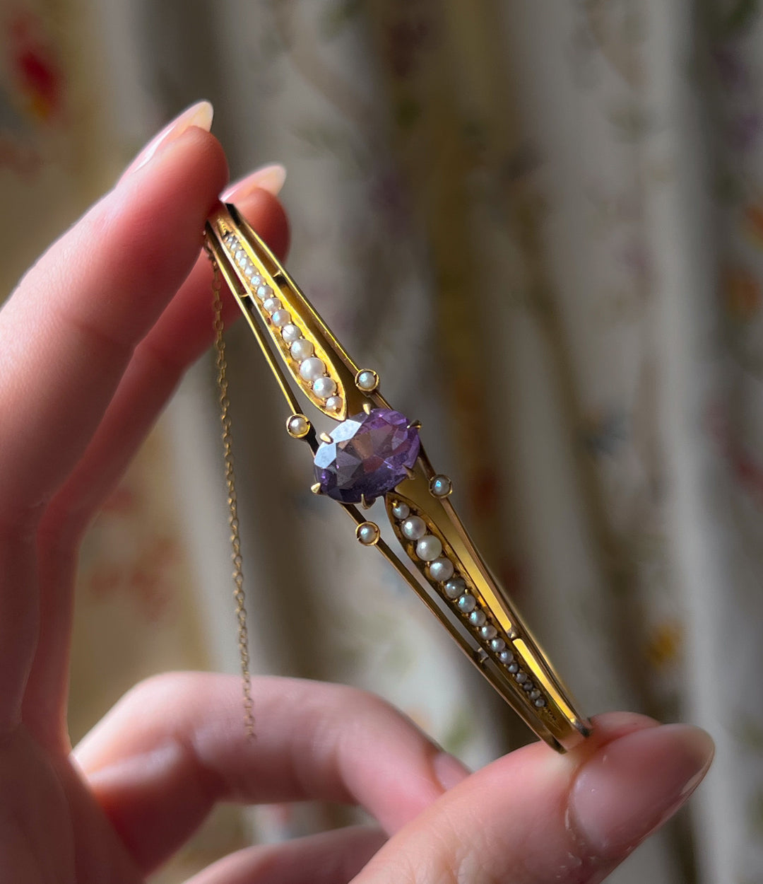 Belle Epoque 14K, Amethyst & Seed Pearl Bracelet
