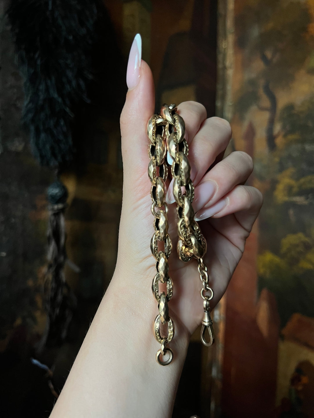 Archaeological Revival Faceted Link Chain C. 1870