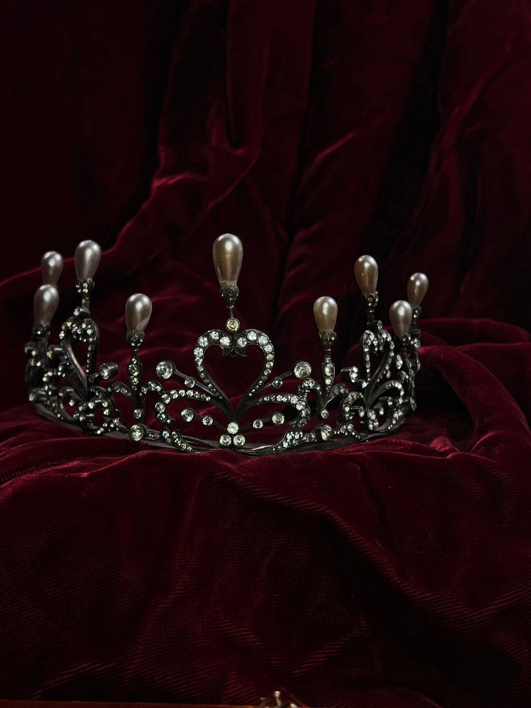 Remarkable Paste and Glass Pearl Tiara c 1880