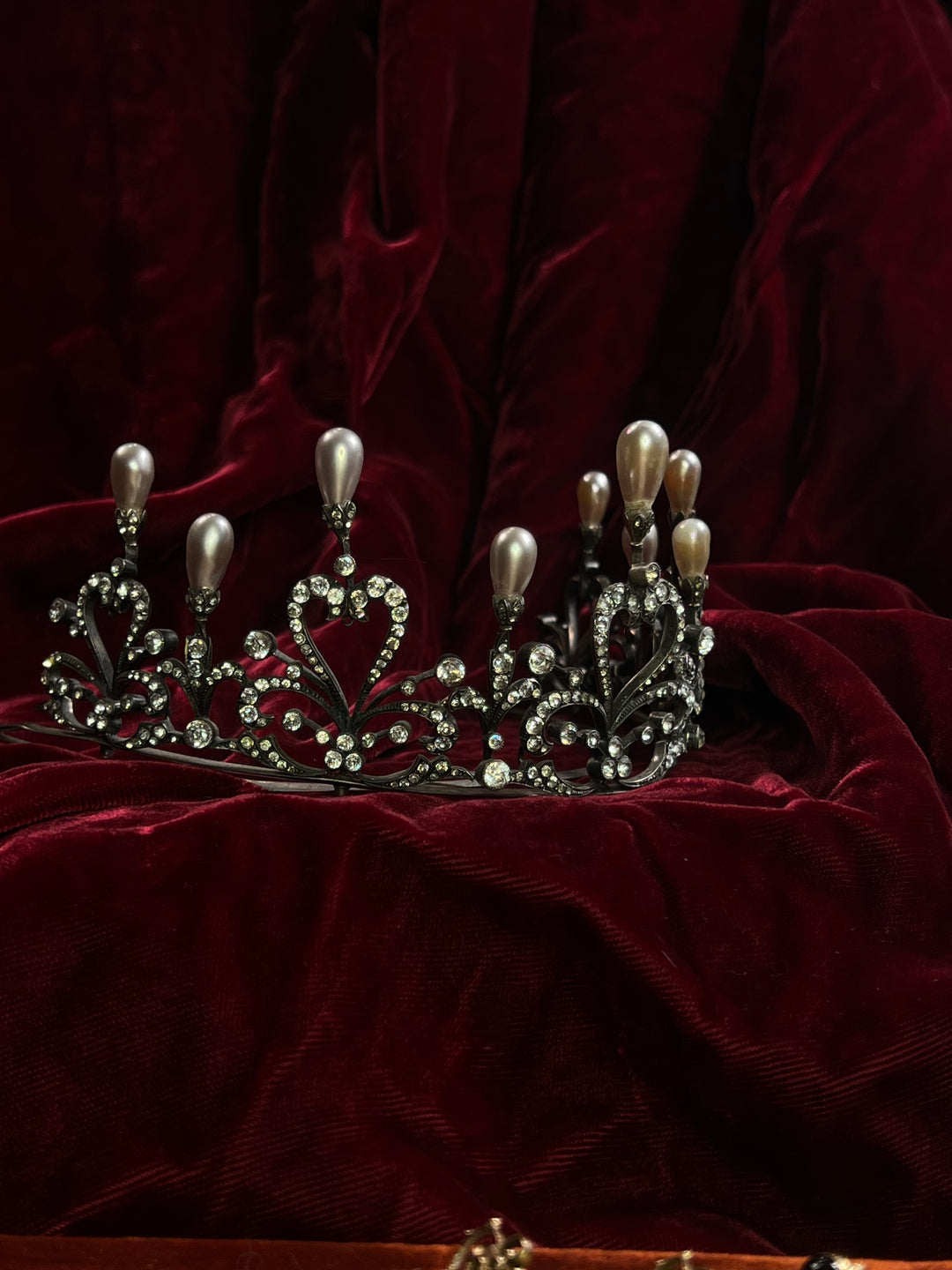 Remarkable Paste and Glass Pearl Tiara c 1880