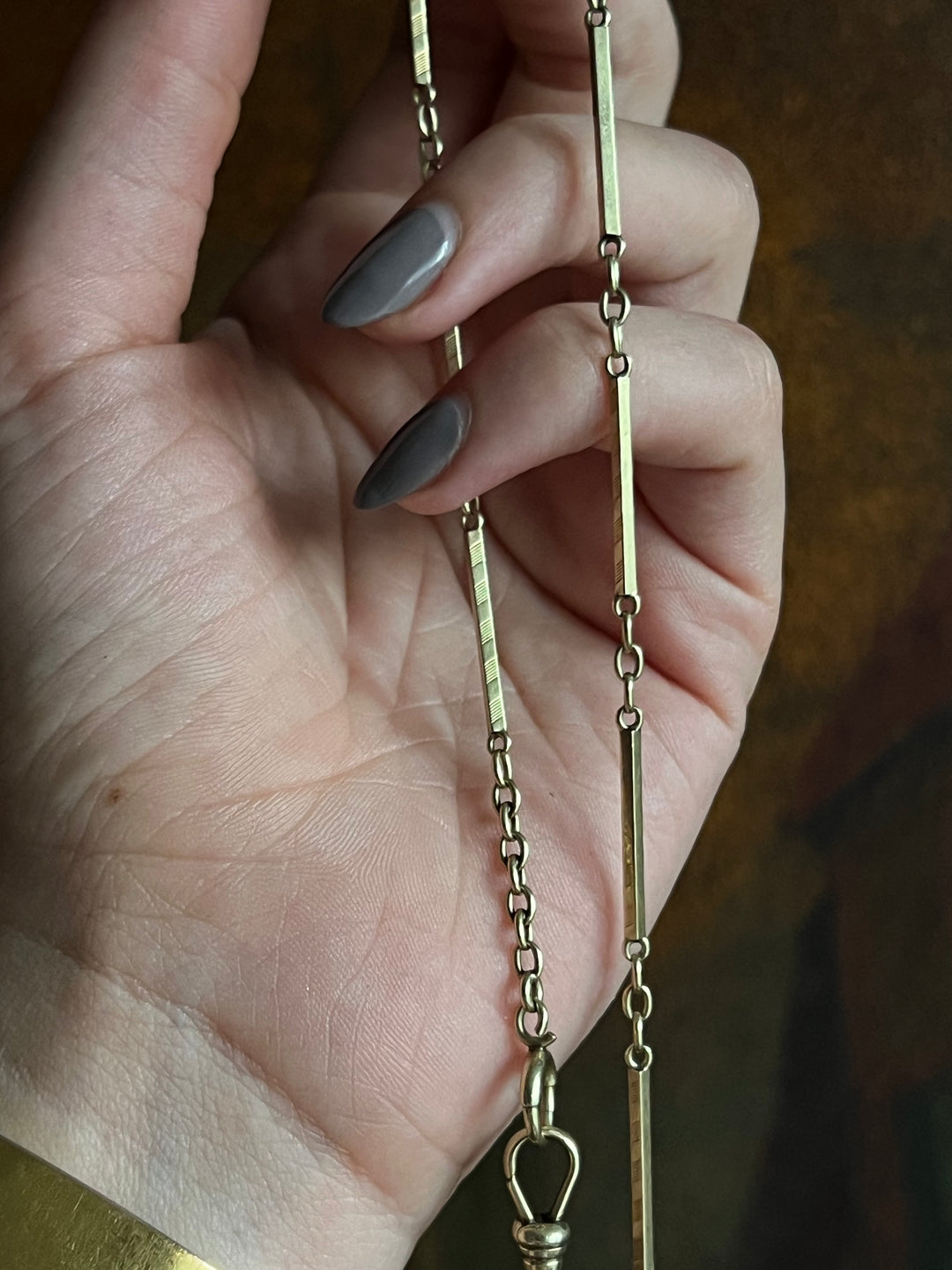 Late 19th Century 14ct Watch Chain with Ribbon Etching