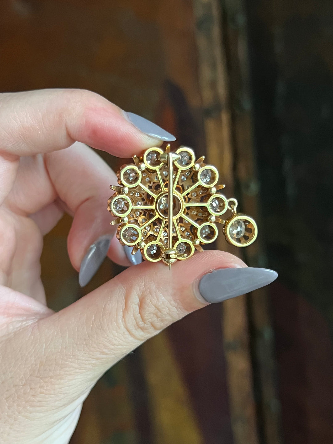 Antique 14ct Diamond Bombe Brooch