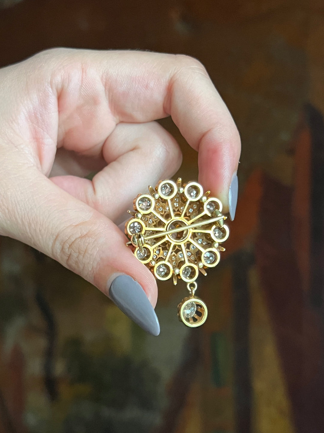 Antique 14ct Diamond Bombe Brooch