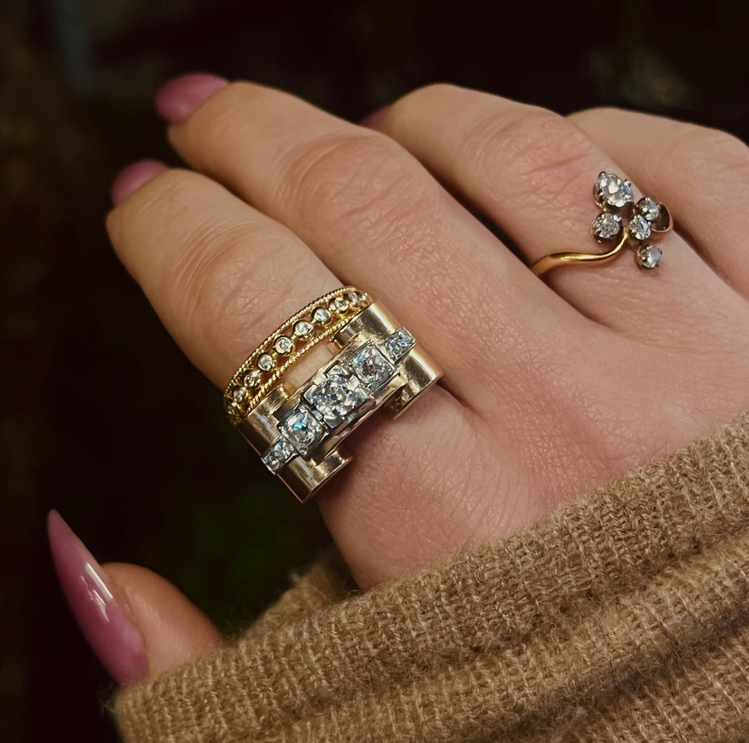 Post Deco French Diamond and 18ct Ring Circa 1940
