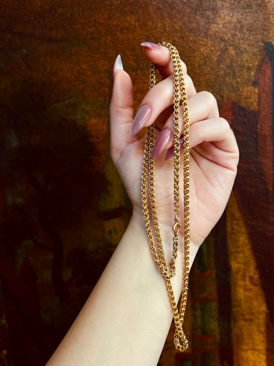 Archaeological Revival Chain in 14ct American 1870