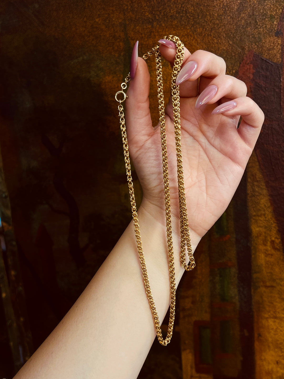 Archaeological Revival Chain in 14ct American 1870