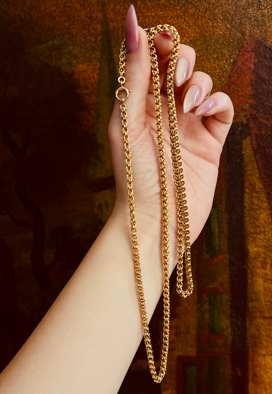 Archaeological Revival Chain in 14ct American 1870