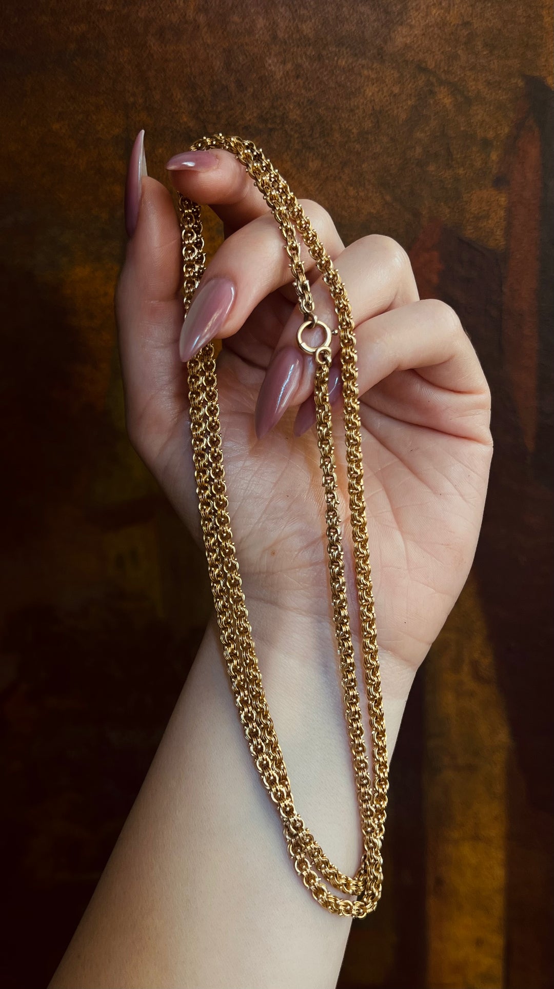Archaeological Revival Chain in 14ct American 1870