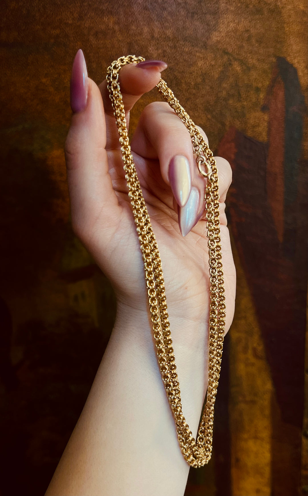 Archaeological Revival Chain in 14ct American 1870