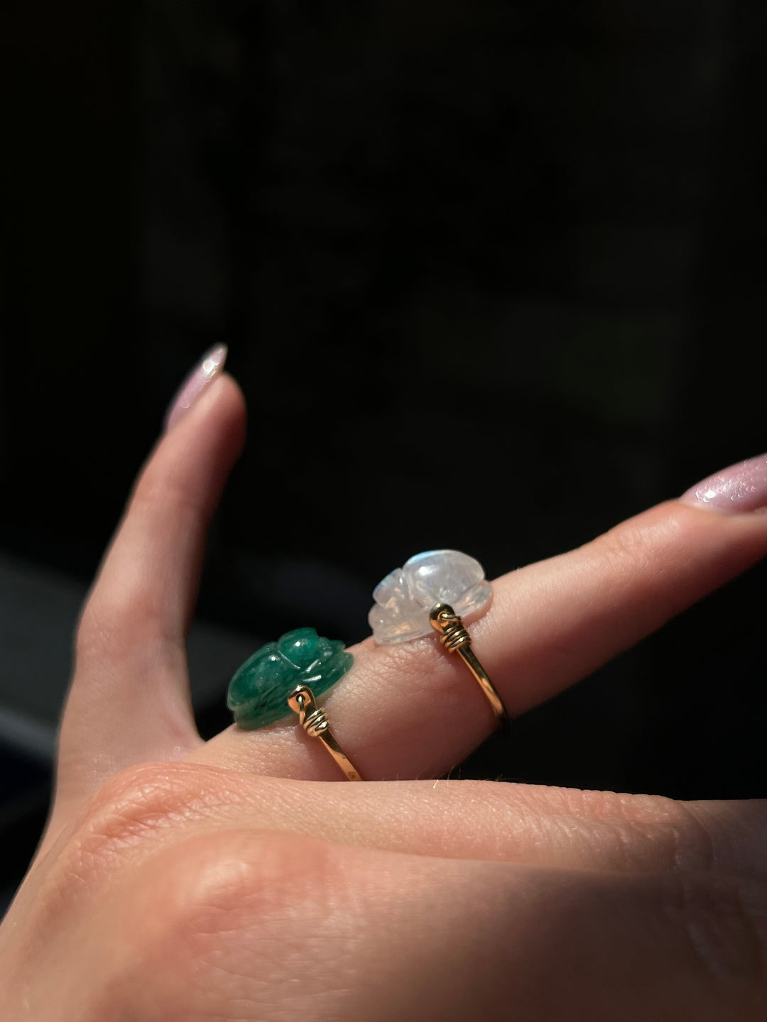 Curio Original Gem Scarab Specimen Rings in 18ct