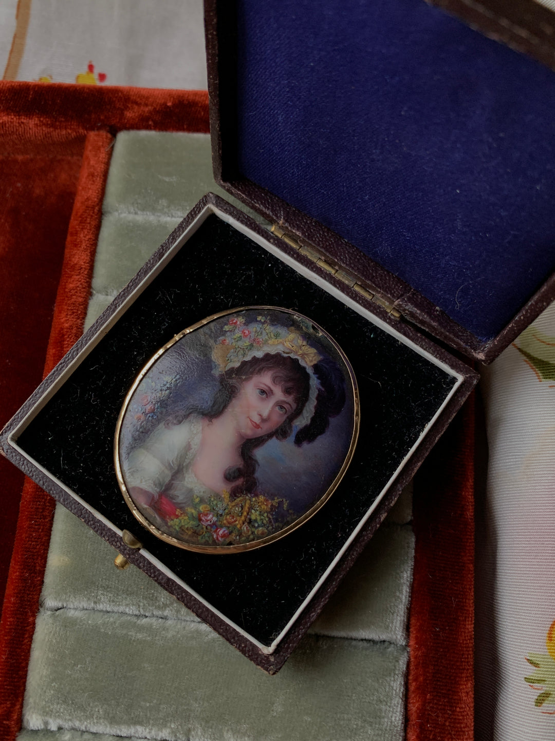 Late 18th Century Portrait of A Young French Girl on Copper