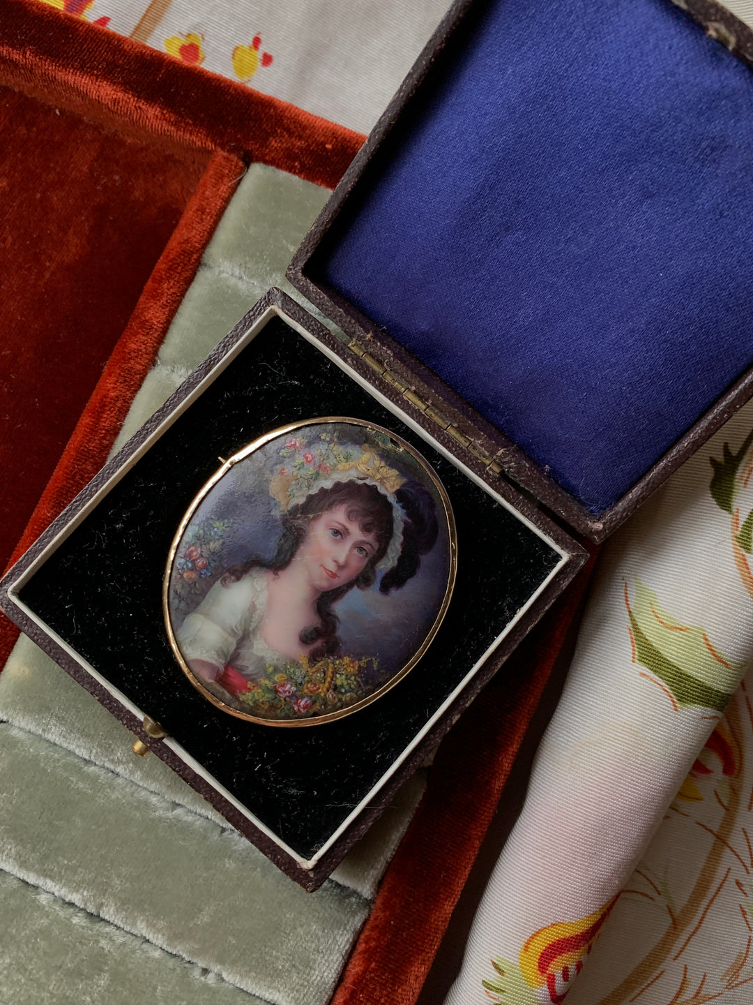 Late 18th Century Portrait of A Young French Girl on Copper