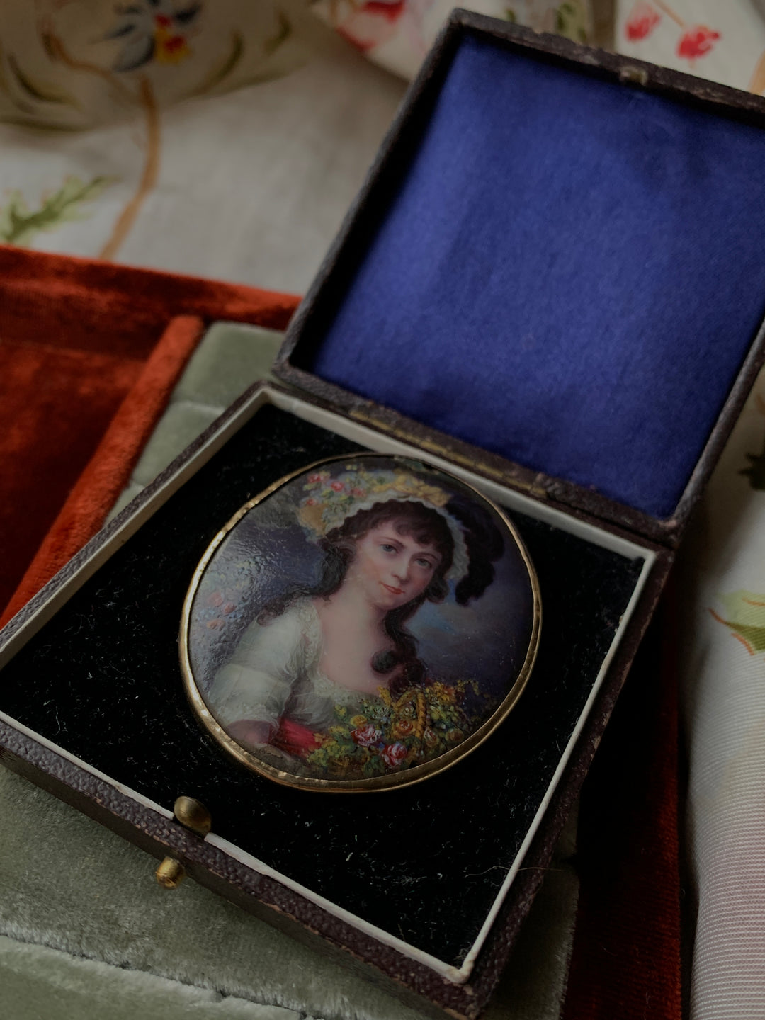 Late 18th Century Portrait of A Young French Girl on Copper