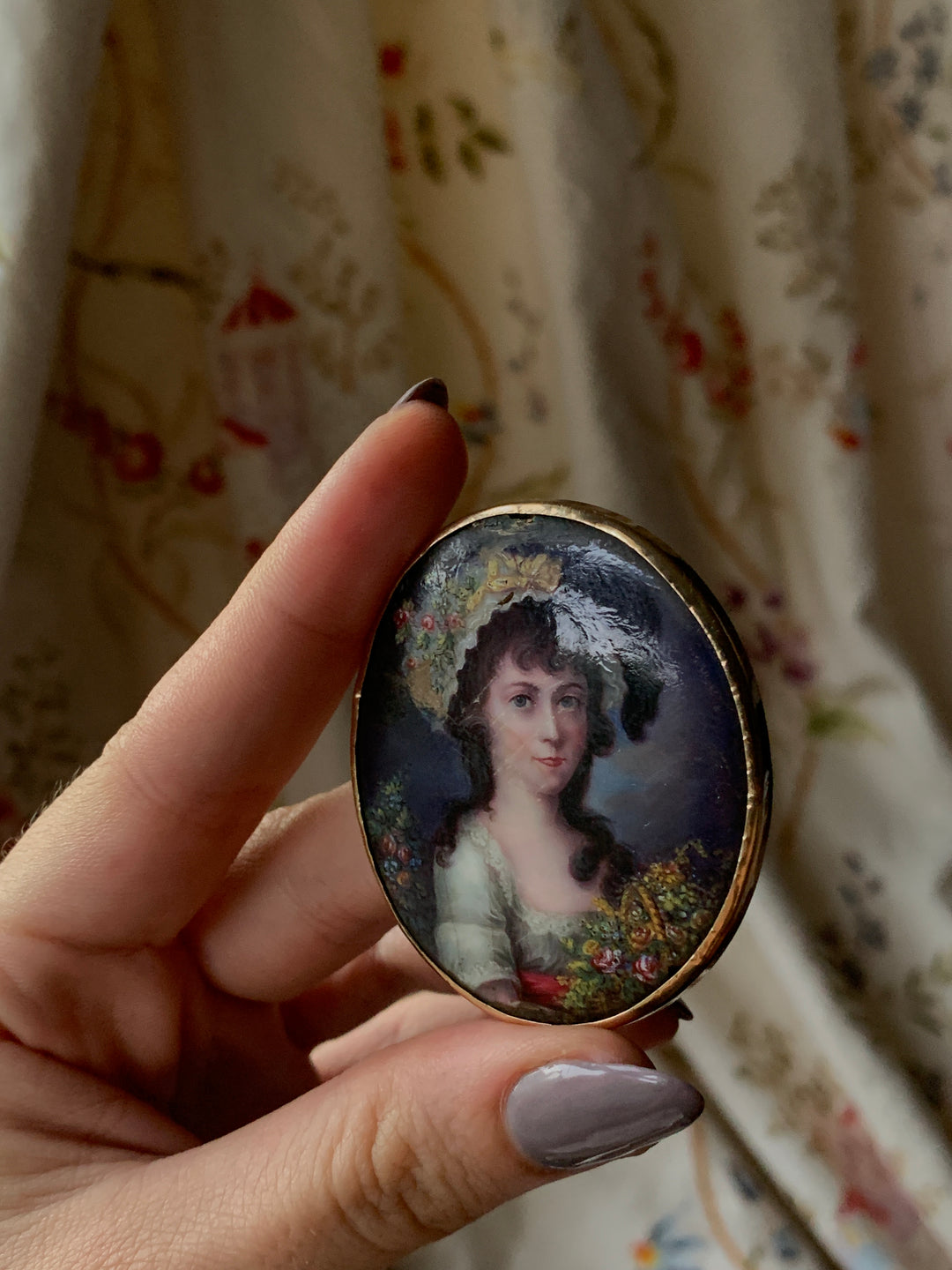 Late 18th Century Portrait of A Young French Girl on Copper