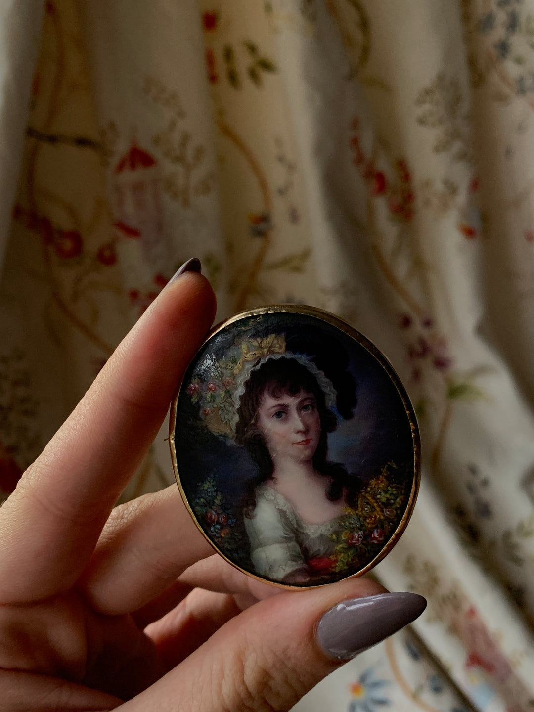 Late 18th Century Portrait of A Young French Girl on Copper
