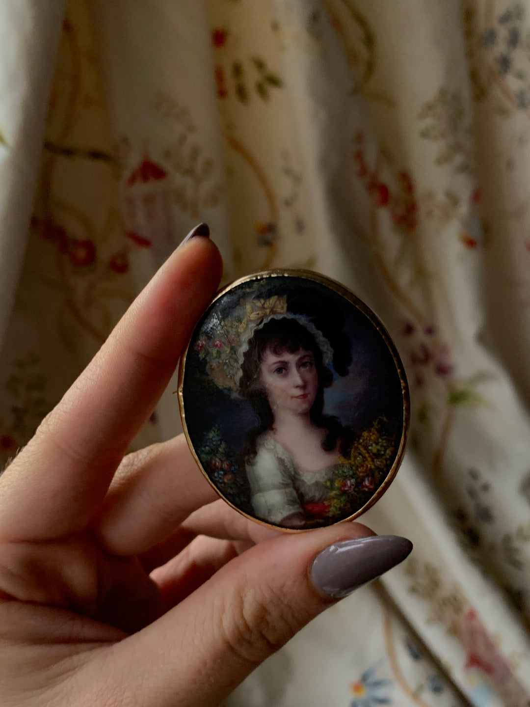 Late 18th Century Portrait of A Young French Girl on Copper