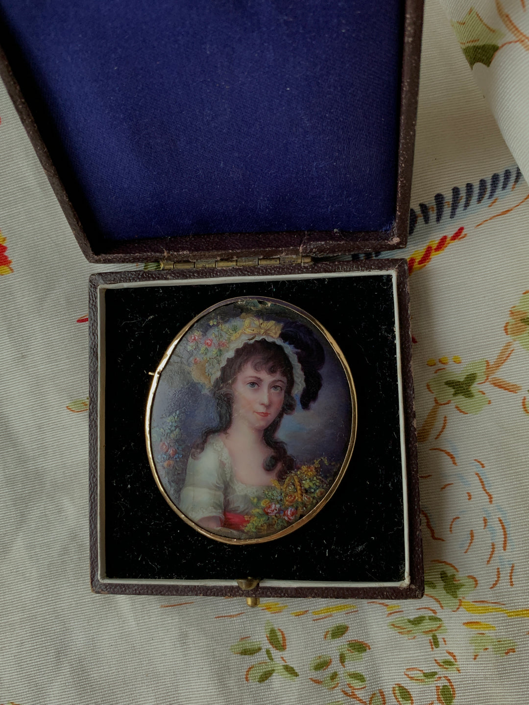 Late 18th Century Portrait of A Young French Girl on Copper