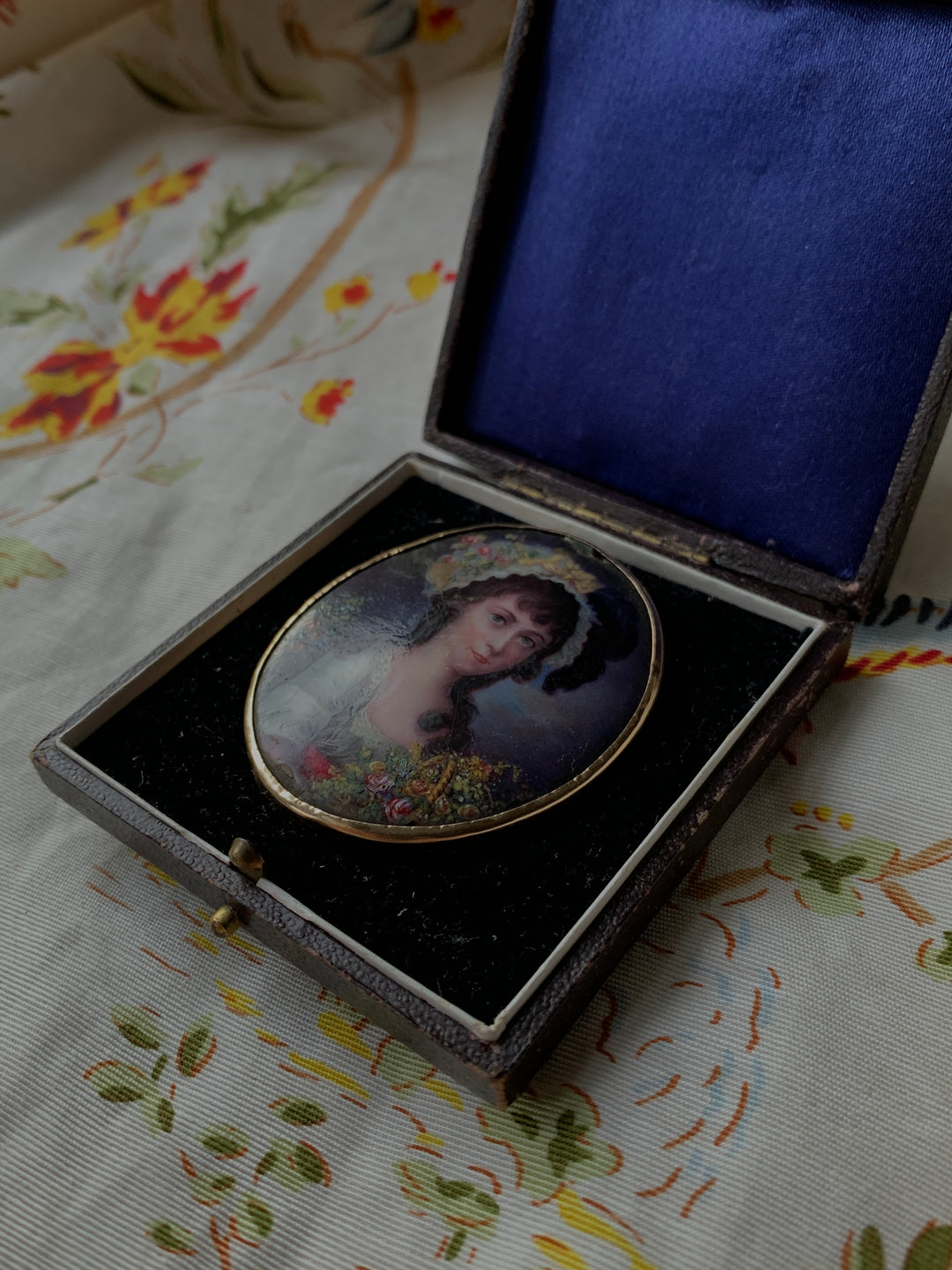 Late 18th Century Portrait of A Young French Girl on Copper