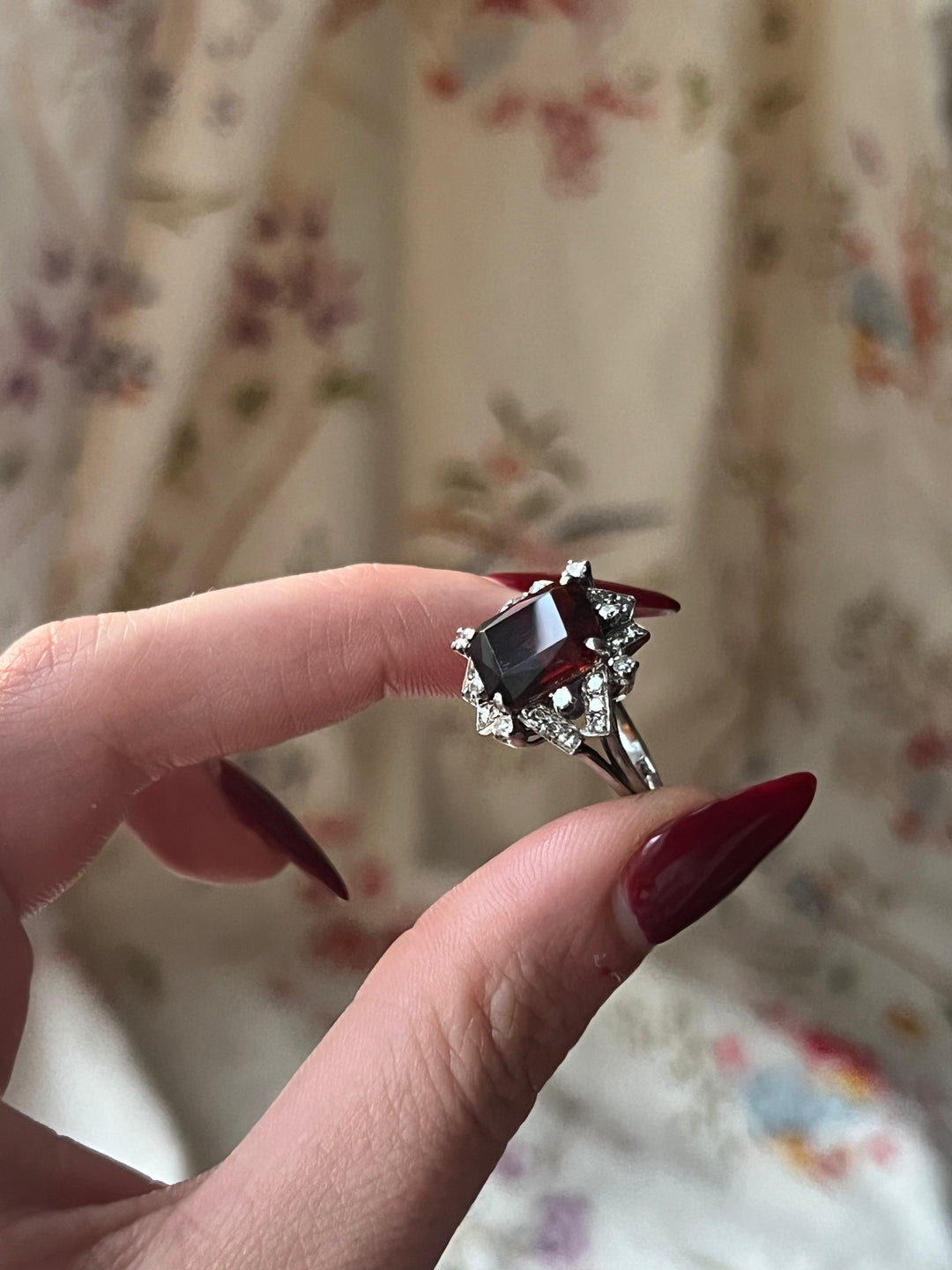 Diamond Hessonite Garnet Cocktail Ring