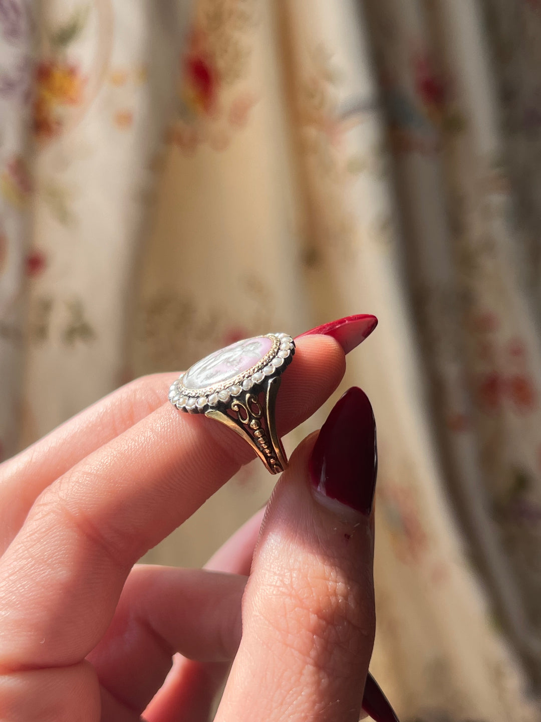 Rare French Napoleon III Period Cupid Enamel Ring