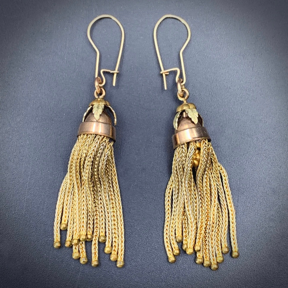 Precious 14k Yellow Victorian Tassel Earrings Circa 1875
