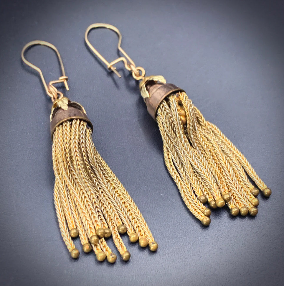 Precious 14k Yellow Victorian Tassel Earrings Circa 1875