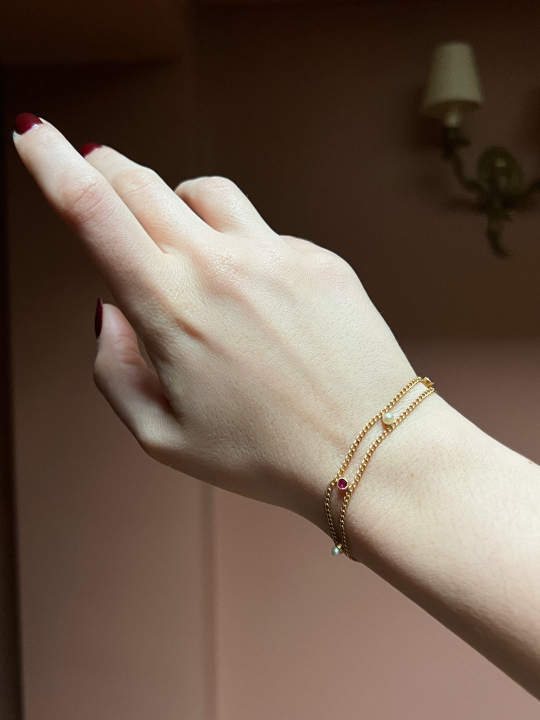 18ct Napoleon III Period Ruby and Pearl Bracelet
