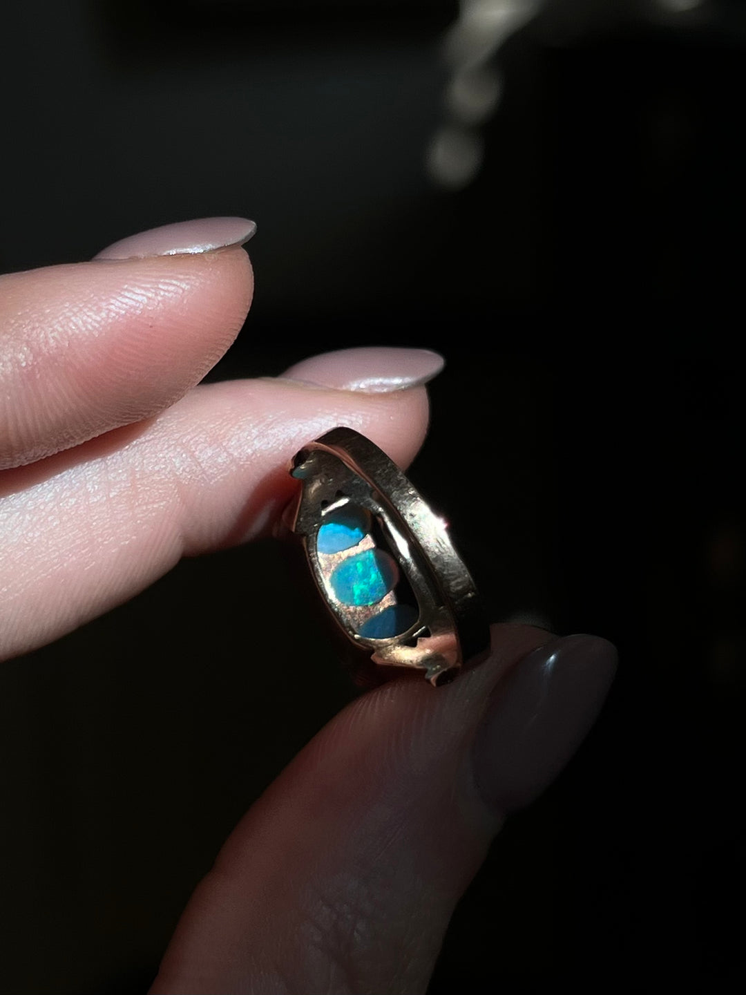 Victorian Opal and Pearl Three Stone Ring