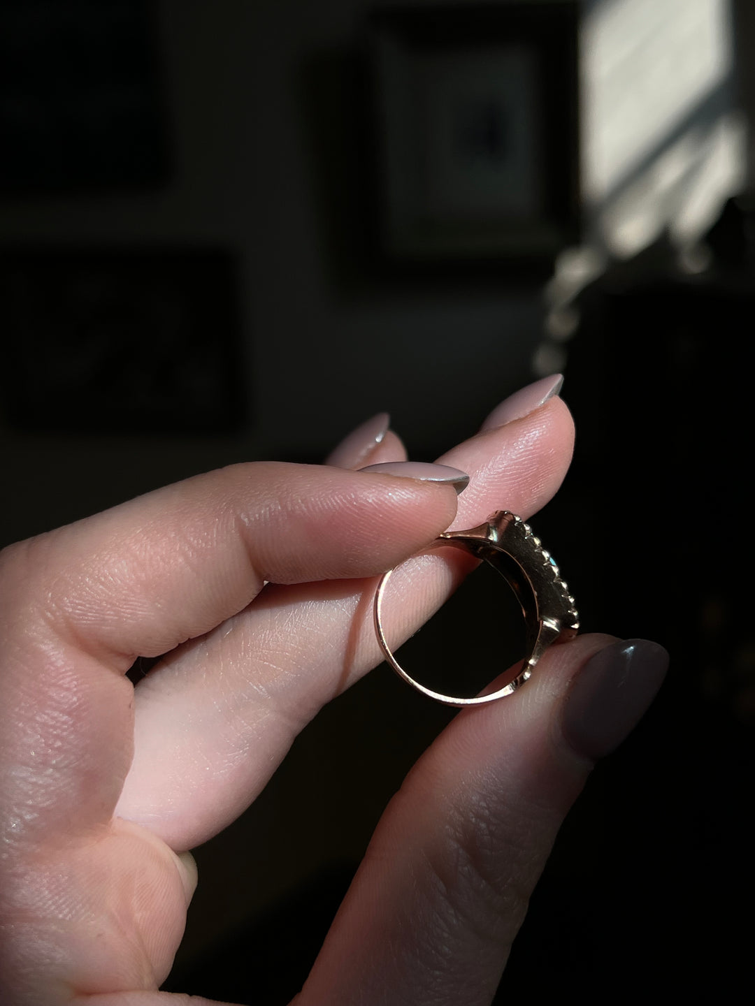 Victorian Opal and Pearl Three Stone Ring