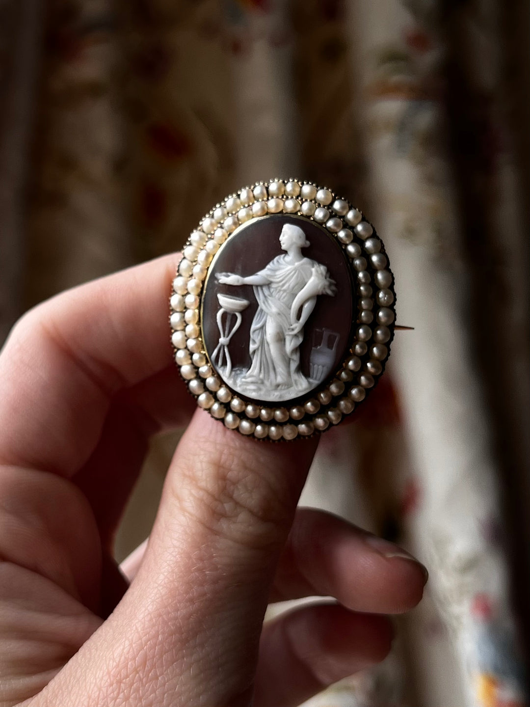 Rare Cameo of Ceres Holding Cournecopia in Harvest Rite