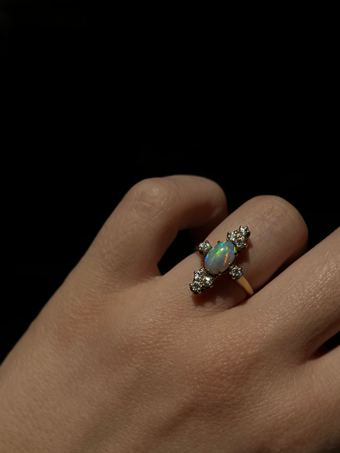 Outstanding Victorian Opal and Diamond Ring in 14ct
